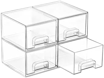 Vtopmart Clear Under Sink Organizer, 8 Pack Stackable Storage Drawers Set Designed to Fit Bathroom&Kitchen Under-Sink Organization
