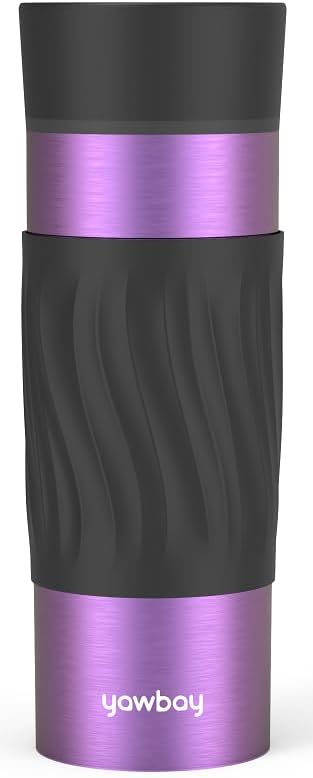 Travel Coffee Mug with 360°Lid, Travel Coffee Tumbler 16 oz Leak Proof, Stainless Steel Insulated Travel Mugs for Hot and Cold Spill Proof(MetPaintViolet)