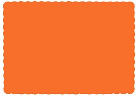 Paper Placemats for Dining Table – Disposable Scalloped Edges Color Table Mats Great for Parties and Christmas Table Decorations 10"x14" (Orange) 50ct