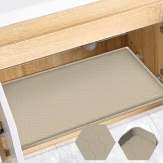 Silicone Under Sink Mat, 22"x19", Waterproof Cabinet Liner, Khaki | Shelf Liner, Cabinet Protector, Home Organizer, for Kitchen, Bathroom, Multipurpose, Leak Proof, Easy Clean, Drip Tray, Clean