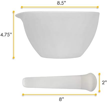 EISCO Porcelain Mortar & Pestle Set, 50oz (1500ml) - Unglazed Grinding Surface - Excellent for Kitchen or Laboratory - Grinds Powdered Chemicals, Herbs & Spices - Pill Crusher - White Labs