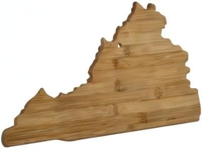 Totally Bamboo Virginia State Shaped Bamboo Serving And Cutting Board, Brown | State charcuterie board with natural bamboo grain. Knife-friendly surface for food prep. Hang tie for wall display.