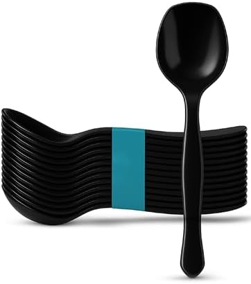 8.5" Black Plastic Serving Spoons for Buffet, Bulk 144 Count, Heavy Duty Disposable Spoon, Large Plastic Serving Utensils for Catering Supplies, Events, Party, Weddings & More – C&S Event Supply Co.