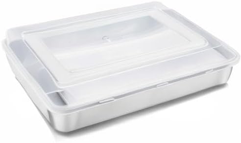 E-far Stainless Steel Baking Pan with Lid, 12⅓ x 9¾ x 2 Inch for Cake | Rectangle Cake Pan with Cover for Brownies Casseroles, Non-toxic & Healthy Bakeware, Heavy Duty & Dishwasher Safe