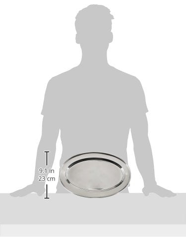 Winco 14" x 8 3/4" Oval Stainless Steel Platter | Corrosion-resistant surface, Restaurant service, Great for Entrees, Salads, Desserts and Appetizers