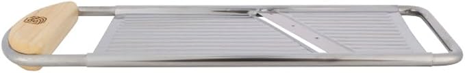 Kings County Tools Handheld Mandoline Slicer for Kitchen, 12” x 4.5” | Stainless Steel Flat Mandolin with Cherrywood Handle, Julienne Cutter for Vegetable and Fruits, Italian Made Kitchen Gadgets