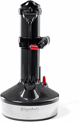 Starfrit Rotato Express 2.0 Electric Peeler, 6 Blades, Black | Peels fruits & vegetables. One-touch operation. 6 bonus blades. AC or battery powered. Ideal for potatoes and apples.