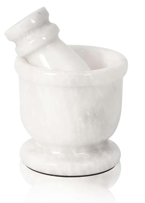 Radicaln Marble Mortar and Pestle Set Small Spice Grinder & Herb Grinder | Handmade White Marble, 2.5 Inches, Garlic Crusher, Pill Crusher, Kitchen Counter Decor, Gift Ready