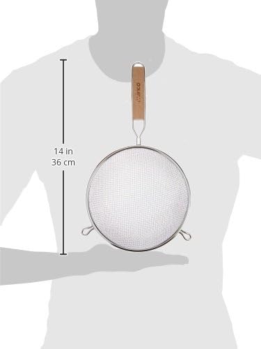 Winco MS3A-8D Strainer with Double Fine Mesh, 8-Inch Diameter, Medium, Stainless Steel, Tan | Foodservice, Great for Draining Pasta, Rinsing Produce, Straining and Kitchen Prep