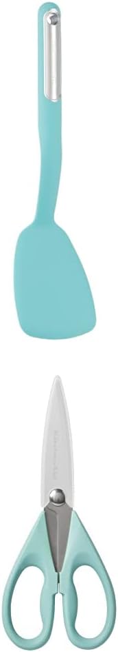 KitchenAid Short turner, 12 inches, Aqua and KitchenAid All Purpose Shears with Protective Sheath, 8.72-Inch, Aqua Sky