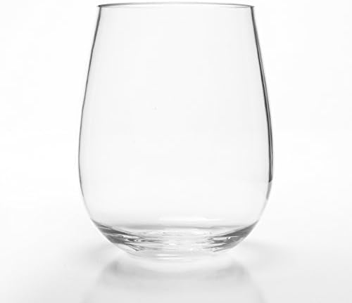 Stemless Wine Glasses - Unbreakable Shatterproof BPA Free Plastic Tritan (Set of 8) 16oz - Dishwasher Safe