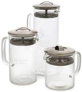 Rishi Tea Simple Brew Teapot for Loose Tea, Borosilicate Glass, 400ml | Borosilicate Glass Teapot, Built-In Strainer, Everyday Teaware, Easy to Clean, Sustainable, For Loose Leaf Tea