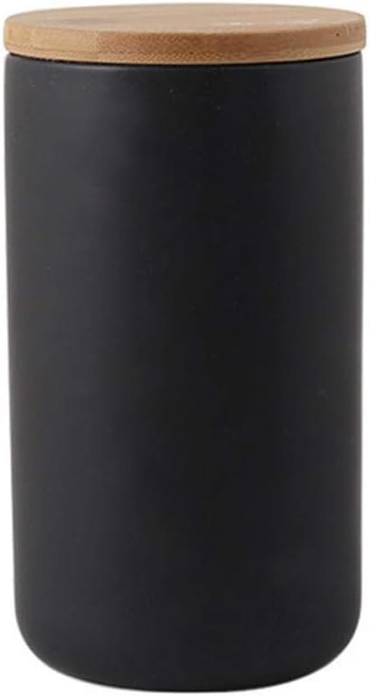 MilkyWay Food Storage Jar Ceramic Canisters With Airtight Seal Lid L 34oz | Durable Ceramic Material, Airtight Bamboo Lid, Modern Damp-Proof Design, Ideal For Coffee And Tea(Black(L: 34 oz/1000ml))
