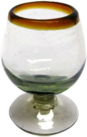 Amber Rim 4 oz Small Cognac Glasses (set of 6), Recycled Glass, Lead-free, Toxin-Free (Small Cognac)