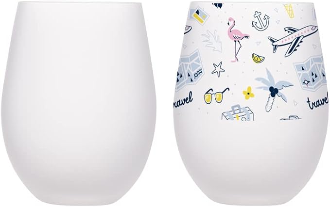 PYD Life 6 Pack Sublimation Blanks Wine Glasses Stemless Frosted 17 OZ | Glass Tumblers Cups for Sublimation Oven Printing, for Personalized Gifts