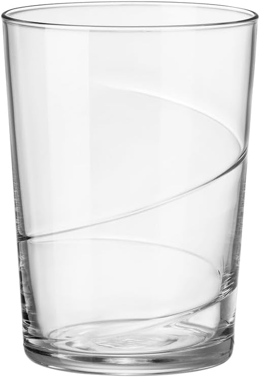 Bormioli Rocco Bodega Swirl Gin Fizz Glasses, 17 Oz - Clear, Set of 12 | Italian Glass Tumblers with Spiral Design & Reinforced Rim, Ideal for Cocktails, Water, Soda & Beverages, Dishwasher Safe