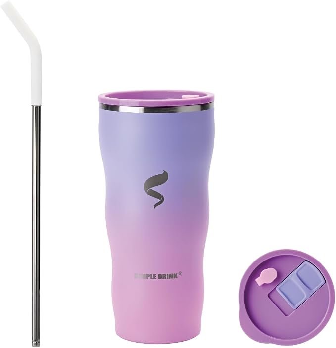 30 oz Insulated Tumbler with Straw and Lid, Lavender Ombre | 18/8 stainless steel, double-wall vacuum insulation, BPA-free materials, reusable straw, for everyday hot and cold drinks.