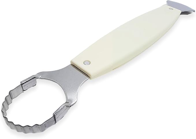 WitnyStore Kitchen Tool 8¾" Long White Plastic Handle Stainless Steel Coconut Grater Shredder 2 Blades - Thai Cooking Utensils Multipurpose Portable Hand-Held Cookery Equipments for Fruits Vegetables