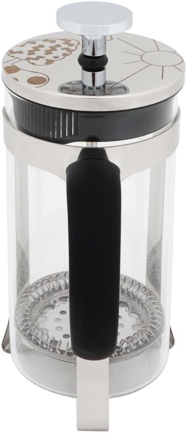 Any Morning French Press Coffee and Tea Maker, Borosilicate Glass Coffee Press, Stainless Steel Filter, Durable and Heat Resistant, Silver (600 ml, 20 oz, 2 Cup)