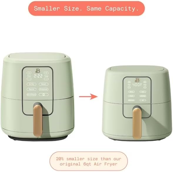 B 6 Quart Digital Air Fryer TurboCrisp Technology, Large Touchscreen Controls, Ceramic Roast Reheat Dehydrate Nonstick, Family Size for 5-7 People (Sage Green)