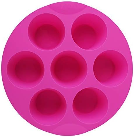 SHEbaking Silicone Muffin Pans for Air Fryer 7 Cavity Muffin Tray Cupcake Pan Nonstick Brownie Cake Mold Round Pudding Recipe Tray Bakeware