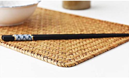 6 Pack Rectangular Woven Placemats, Rattan Wicker Table Mats, 17" x 12", Natural Seagrass Place Mats for Dining Table