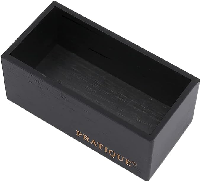 PRATIQUE Bamboo Drawer Organizer - Kitchen Utensil Organizer Silverware Tray Cutlery Holder，Office Desk Supplies and Accessories,5.9 * 3 * 2.6inch,Black