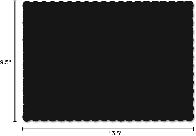 Hoffmaster HFM310551 Solid Color Scalloped Edge Placemats, 9 1/2 X 13 1/2, Black, 1000/carton