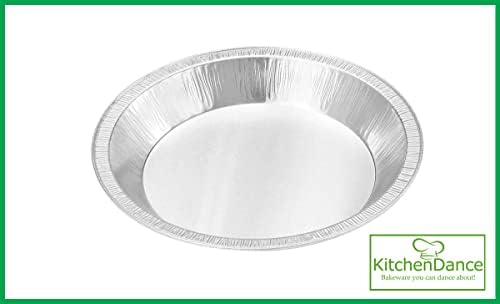 KitchenDance 9 Inch Heavy Duty Aluminum Pie Tins - Oven and Freezer Safe Disposable Pie Pans - Ideal for Restaurants and Bakeries - Reusable and 100% Recyclable Gauge Aluminum - 409 (25, Silver)