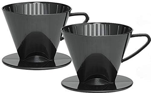 Fino Pour-Over Coffee Brewing Filter Cone, Number 2-Size, Black, Brews 2 to 6-Cups, Set of 2