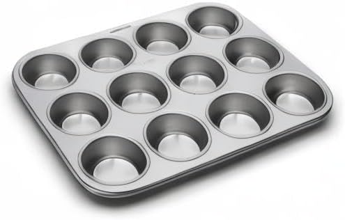 Fox Run Muffin and Cupcake Pan, 12 Standard Cup Stainless Steel Muffin Pan | Bake Cupcakes & Muffins | 12 Standard Cups | Durable Dishwasher Safe Stainless Steel | Consistent Results | Warp Resistant