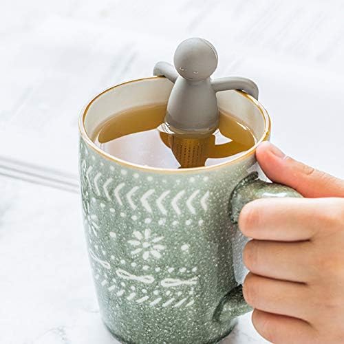 Leden Stainless Steel Tea Infuser for Loose Tea, Gray and Rose Red 2 Pack | Stainless Steel Fun Person-shaped Design Tea Strainer Filter with Silicone Handle for Loose Tea Ball for Cup Mug