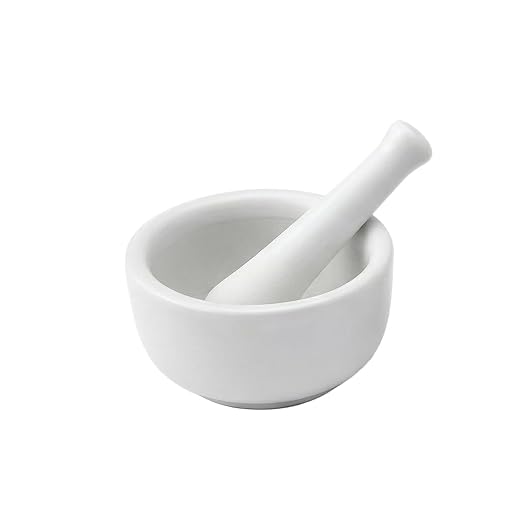 HIC Kitchen Small Mortar and Pestle Set, Fine Porcelain, 2.75-Inch, Spice Herb Grinder, Pill Crusher, Nut Butter Maker