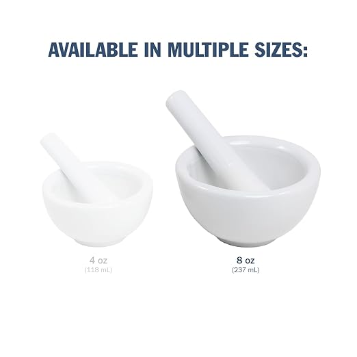 Apothecary Products Mortar & Pestle Bowl, Mixer & Grinder for Medicine, 4oz | Crushing, Mixing & Grinding Pills, Tablets, Spices & Herbs, Manual Crusher with Fine Powder Control, Durable Porcelain