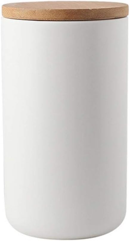 MilkyWay Food Storage Jar Ceramic Canisters With Airtight Seal Lid L 34oz | Durable Ceramic Material, Airtight Bamboo Lid, Modern Damp-Proof Design, Ideal For Coffee And Tea(White(L: 34oz/1000ml))