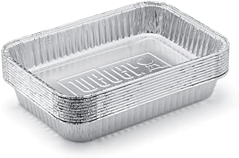 Weber® Aluminum Drip Pans, 10‑Pack | Disposable Foil Pans, Ideal for Roasts, Turkeys & Gravy Drippings - Compatible with Weber® Gas Grills - Grill Accessory