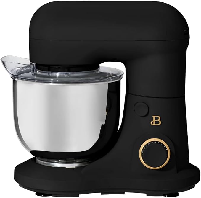 Beautiful 3.5Qt Stand Mixer by Gourmias, Tilt-Head Electric Mixer with 12 Speeds, Stainless Steel Bowl, Compact Kitchen Mixer for Baking, Dough, Whipping and Mixing (Black Sesame)