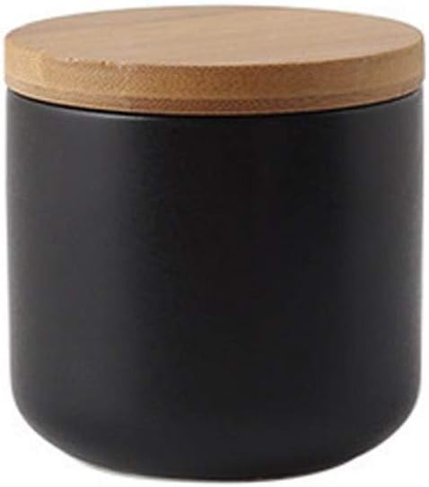 MilkyWay Food Storage Jar Ceramic Canisters With Airtight Seal Lid S 8.7oz | Durable Ceramic Material, Airtight Bamboo Lid, Modern Damp-Proof Design, Ideal For Coffee And Tea(Black(S: 8.7oz/260ml))