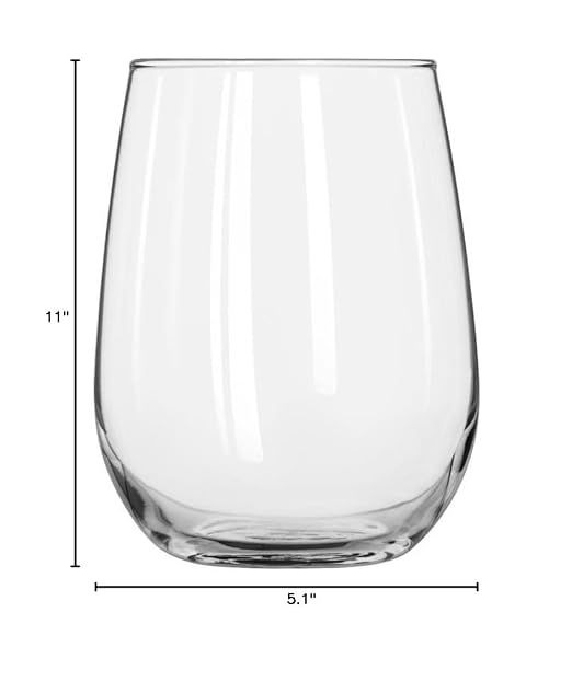 Libbey Glassware 221 Stemless White Wine Glass, 17 oz. (Pack of 12)