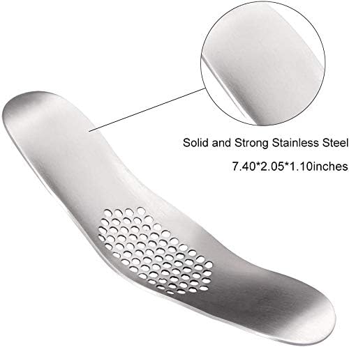 Garlic Press Stainless Steel Garlic Rocker with Silicone Peeler | 304 Stainless Steel Mincer Food Grade Silicone Peeler Garlics , Color Random Peeler