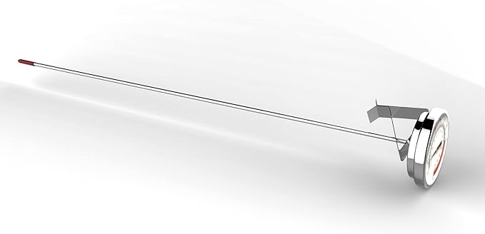 Lightbeam 16" Long Stem Deep Fry Thermometer with Pot Clip, Instant Read 2" Dial Meat BBQ Turkey Thermometer Candy Thermometer for Deep Fry, Turkey, Grill, Candy & Coffee etc