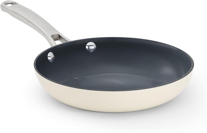 Calphalon Ceramic Nonstick 8 inch Frying Pan, Easy Cleanup Ceramic Pan for Searing, Sauteing, PFAS-Free Cookware, Dishwasher Safe, Metal Utensil Safe, Oven Safe, Flour