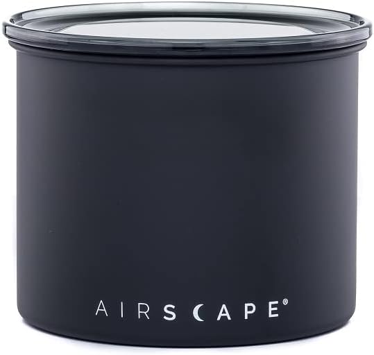 Planetary Design Airscape® Stainless Steel Coffee Canister | Food Storage Container | US Patented Inner Plunger Lid REMOVES Excess Oxygen | Don't Buy airtight, Buy AIR-Less (Small, Matte Black) | Container | US Patented Inner Plunger Lid REMOVES Excess...
