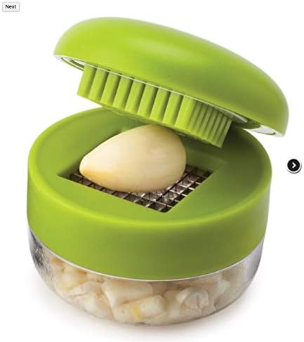 Joie Garlic Press and Chopper with Storage Container, Stainless Steel Blade | Easily Press and Chop Garlic with Minimal Effort, Ergonomic Grip Designed for Comfort