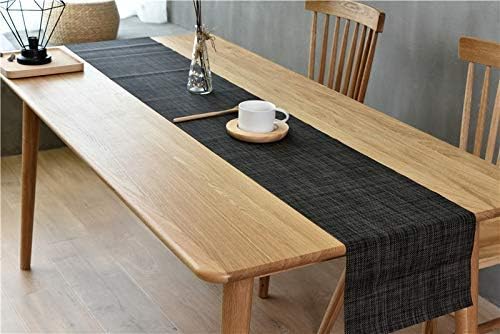 Zupro Woven PVC Table Runner(Hemp Black) 12x71IN, for Indoor/Outdoor Use | Washable Heat-Resistant Non Slip Table Mats PVC Vinyl Kitchen Dining Patio Table Place Mats for Holidays Dinner Parties BBQs