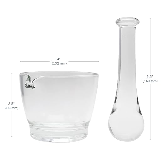 Apothecary Products Mortar and Pestle Bowl, Mixer and Grinder for Medicine, Glass (8 oz) | Crushing, Mixing & Grinding Pills, Tablets, Spices & Herbs, Manual Crusher with Fine Powder Control, Durable Clear Glass