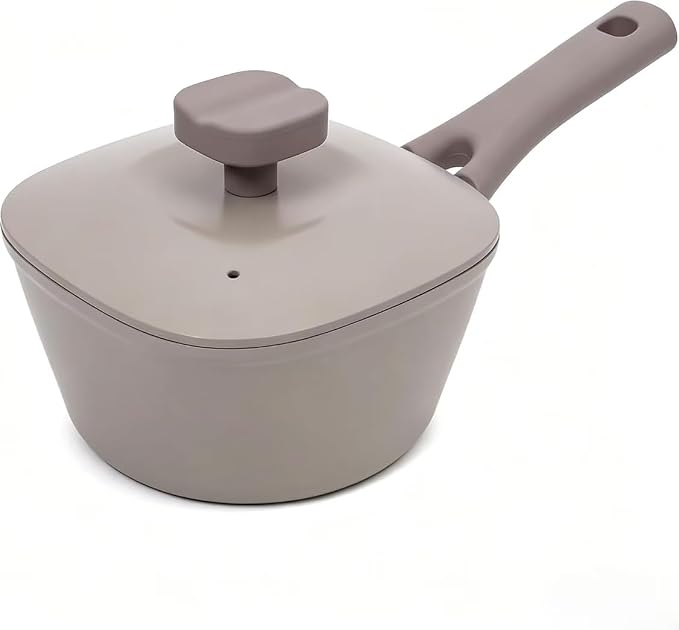 1.5QT Saucepan with Lid, Nonstick Ceramic Coating, PFAS & PFOA-Free, Induction Compatible, Dishwasher Safe, Stay-Cool Handles, Durable Scratch-Resistant Design