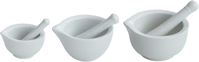 Porcelain Mortar and Pestle, Spice Garlic Herb Grinder,Mixing Grinding Bowl, Crusher Set,Kitchen Tools- 3.2inch