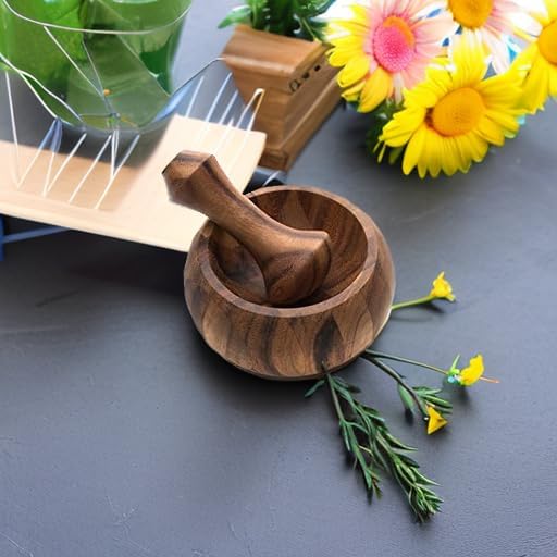 Ironwood Gourmet Olmec Mortar and Pestle, Acacia Wood | Easily Grind Spices & Herbs | Add Flavor To Your Meals | Beautiful Acacia Wood Pestle & Mortar | Cooking Mortar & Pestle Set
