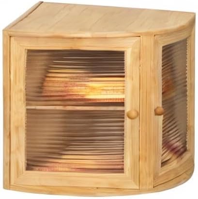 Natural Bamboo Double Layers Bamboo Corner Bread Box for Kitchen Counter | Holds 2+ Loaves, Right Triangle Fits Counter Corners, Clear Window, Breathable Keeps Bread Fresh, Saves Small Kitchen Space
